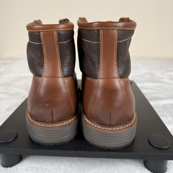 Johnston Murphy Upton Lug Shearling Moc Toe Dark Tan Waterproof Boot Men's 10.5 - Picture 6 of 9